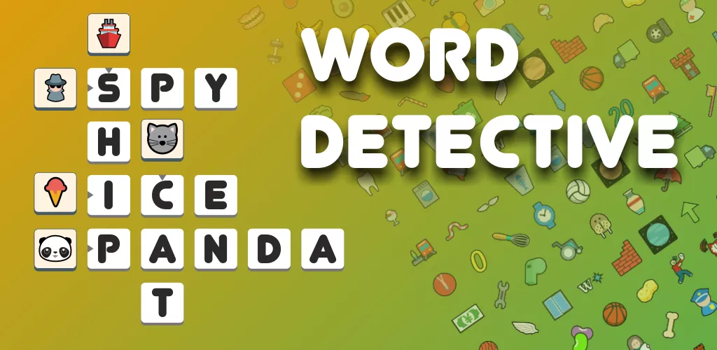 Banner for Word Detective showcasing key game features